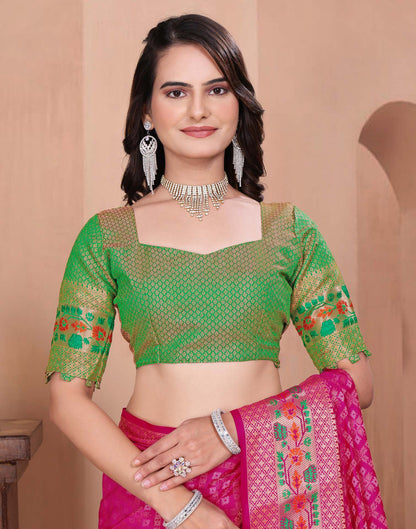 Rani Pink Silk Woven Patola Saree