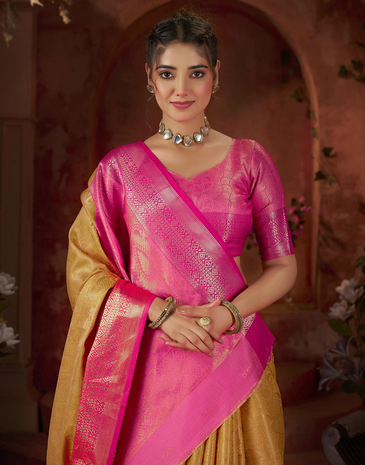 Yellow Silk Woven Banarasi Saree