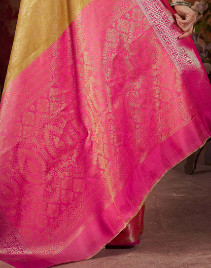 Yellow Silk Woven Saree