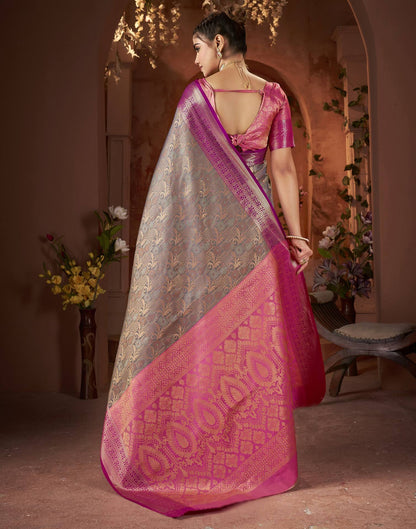 Grey Silk Woven Saree