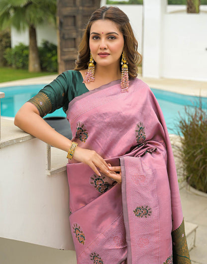 Mauve Silk Woven Saree