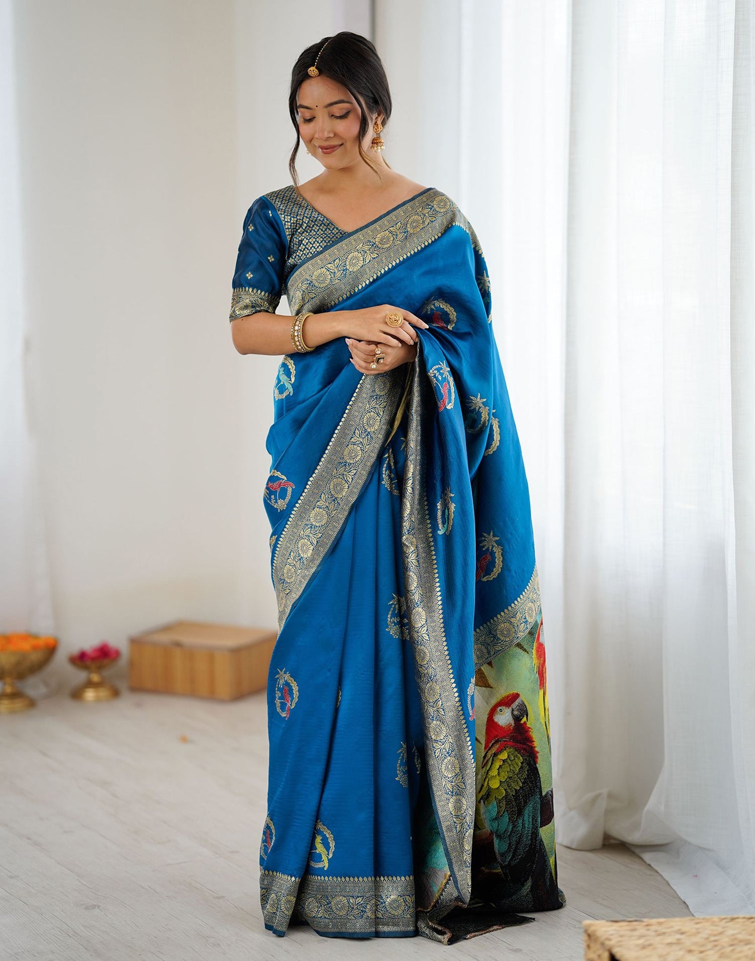 Blue Silk Woven Saree