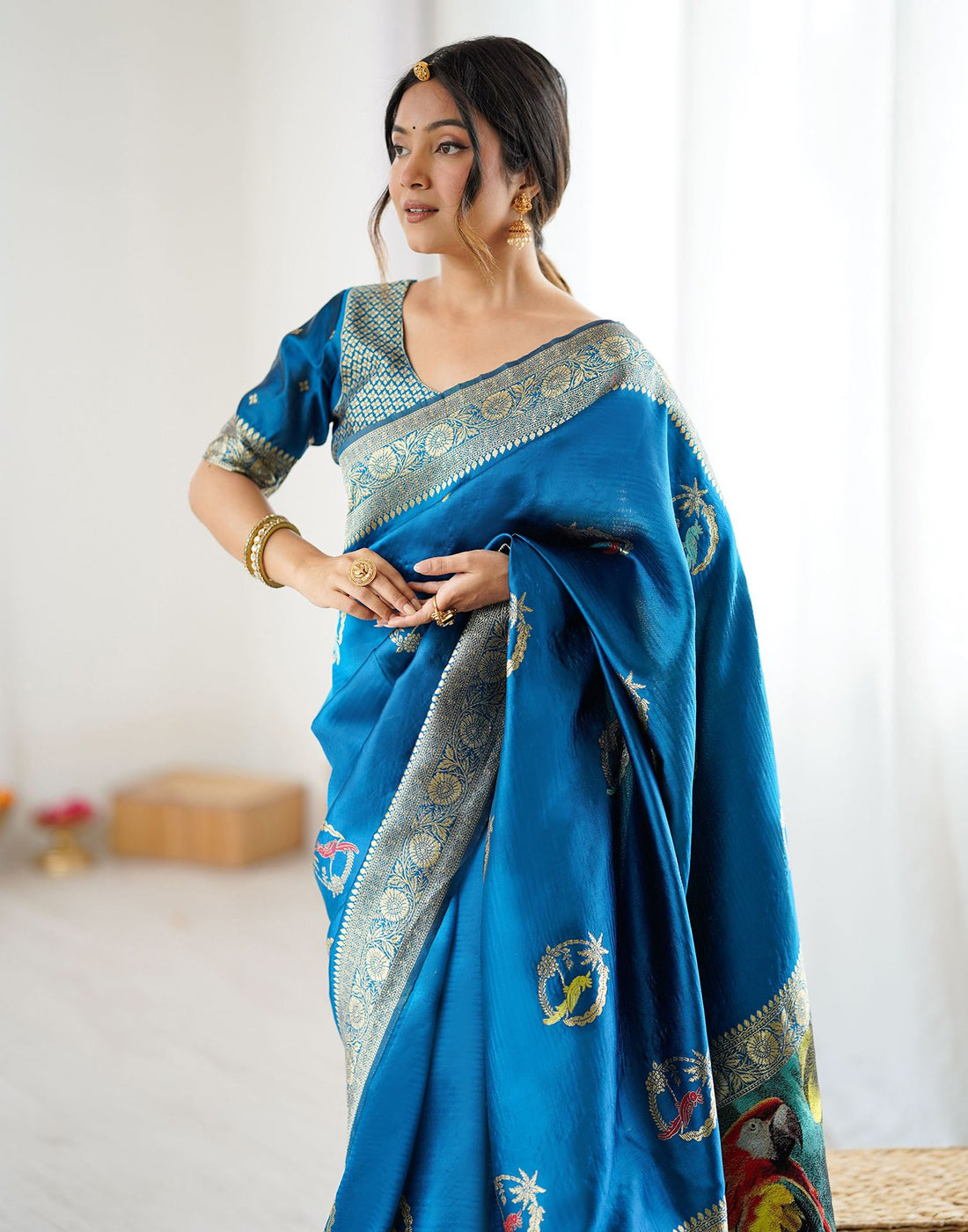 Blue Silk Woven Saree