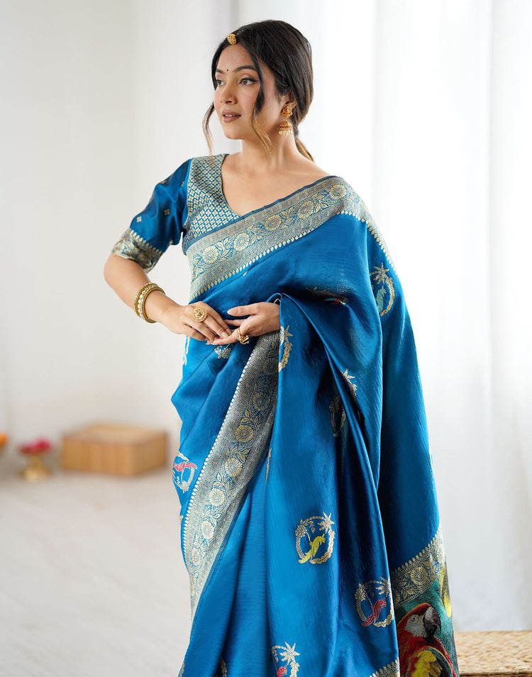 Blue Silk Woven Saree