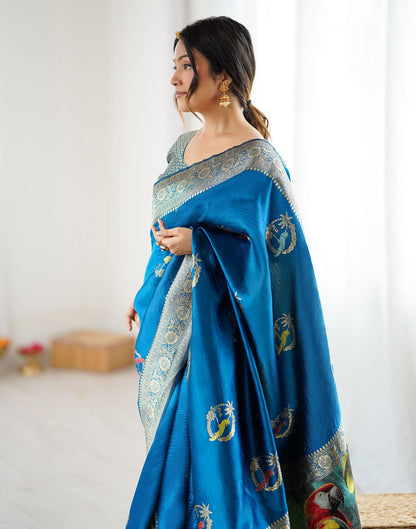 Blue Silk Woven Saree