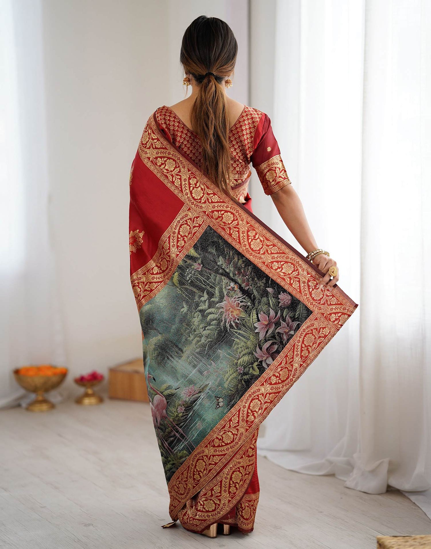 Red Silk Woven Saree