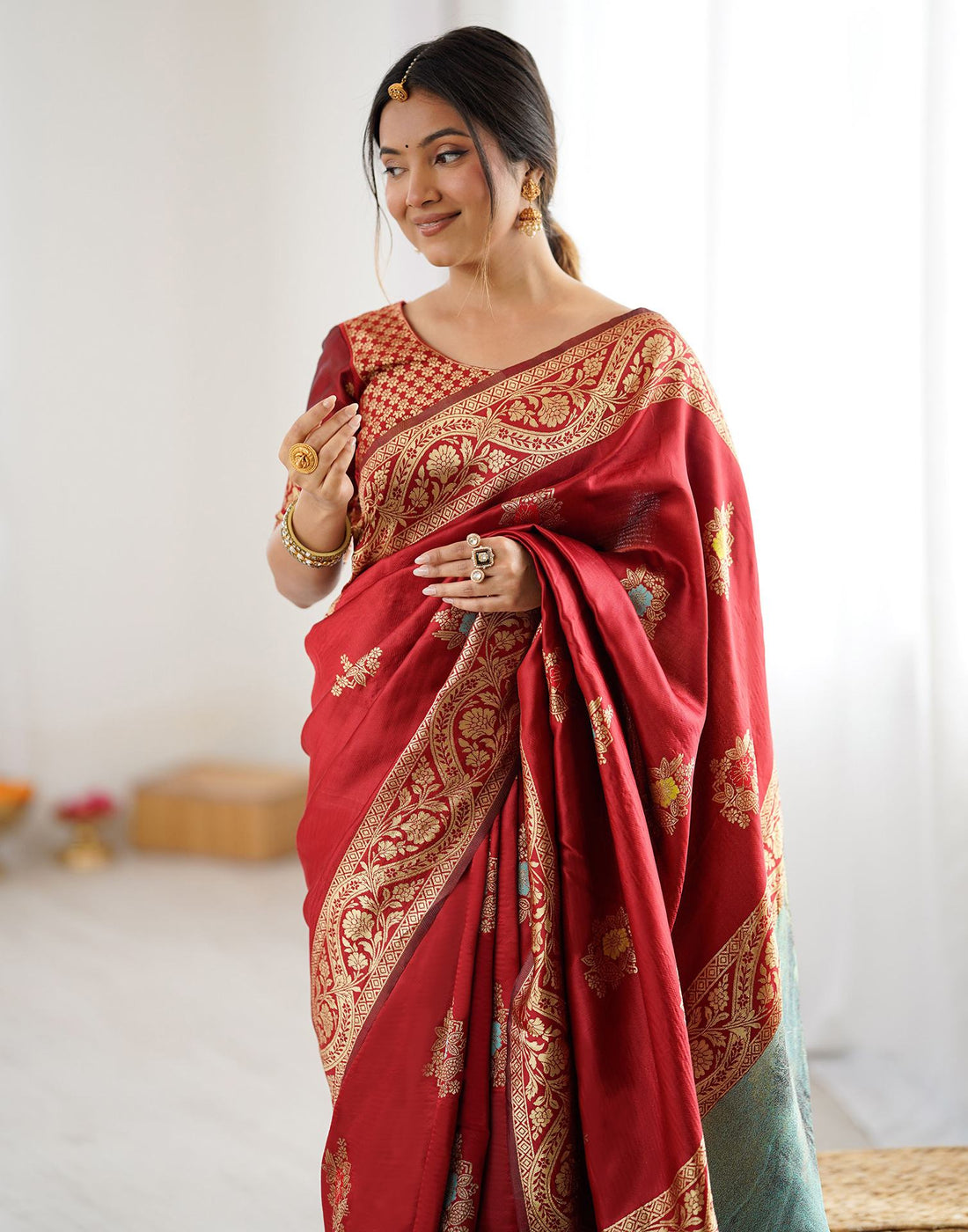 Red Silk Woven Saree
