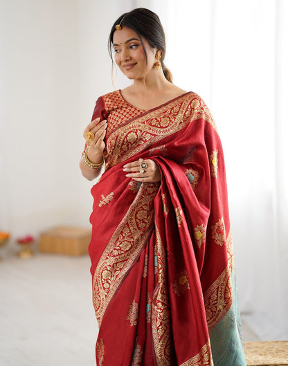 Red Silk Woven Saree
