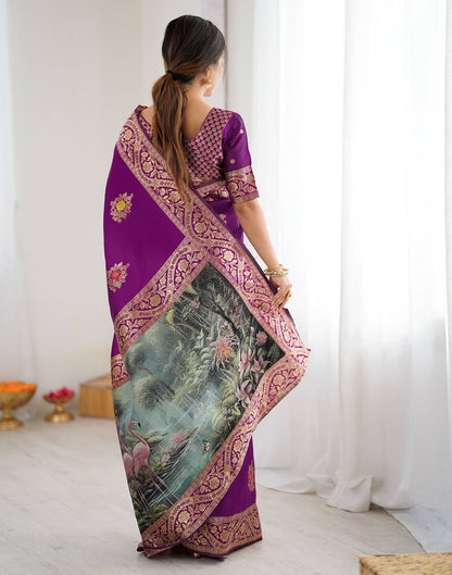 Dark Purple Silk Woven Saree