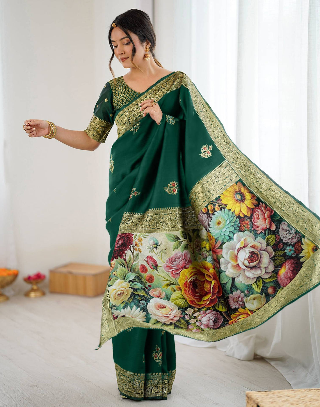 Green Silk Woven Saree