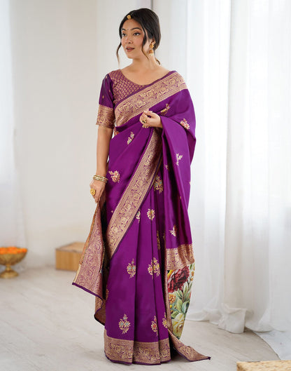 Purple Silk Woven Saree