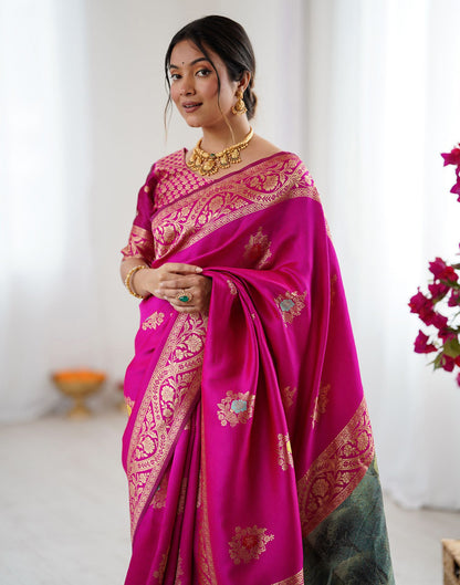 Pink Silk Woven Saree