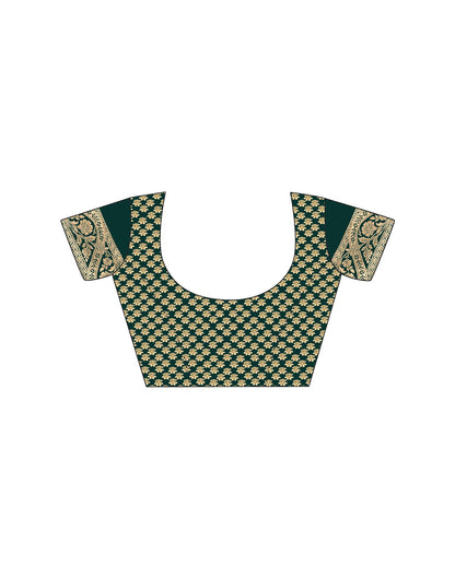 Bottle Green Silk Woven Saree