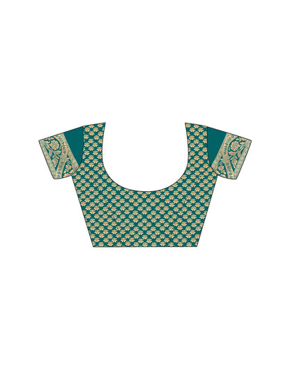 Teal Green Silk Woven Saree