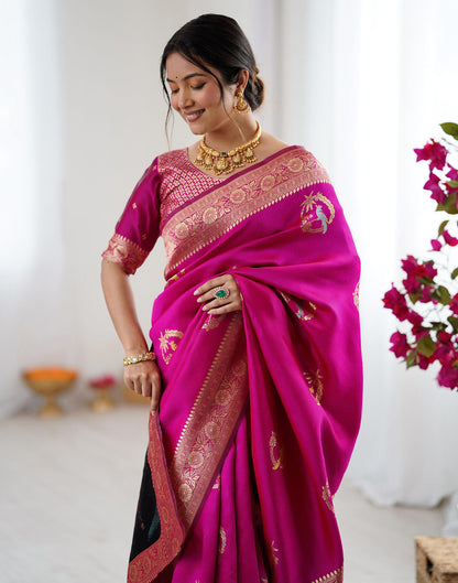 Dark Pink Silk Woven Saree