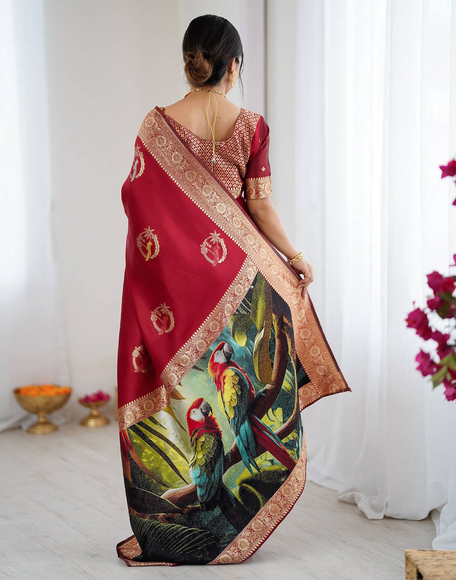 Red Silk Woven Saree