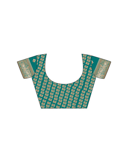 Teal Green Silk Woven Saree