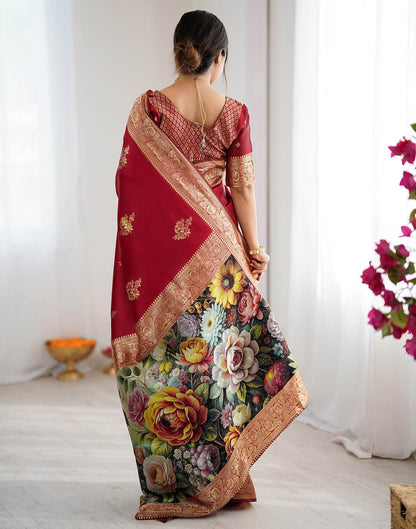 Red Silk Woven Saree