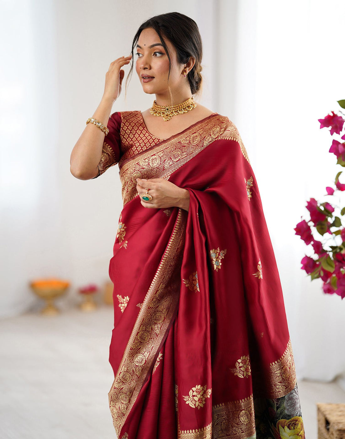 Red Silk Woven Saree