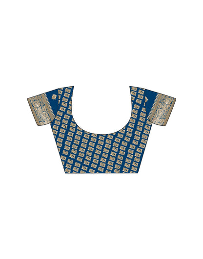 Teal Blue Silk Woven Saree