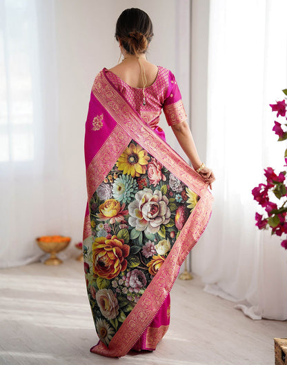 Pink Silk Woven Saree