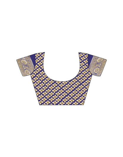 Navy Blue Silk Woven Saree