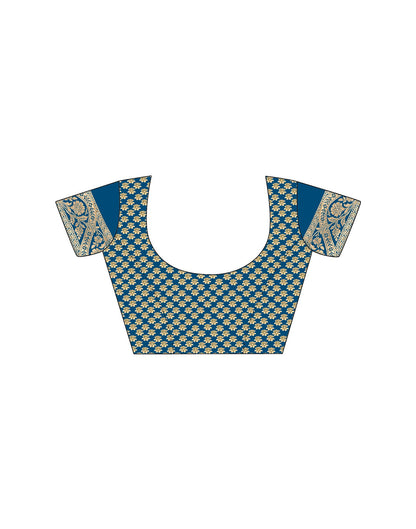 Teal Blue Silk Woven Saree