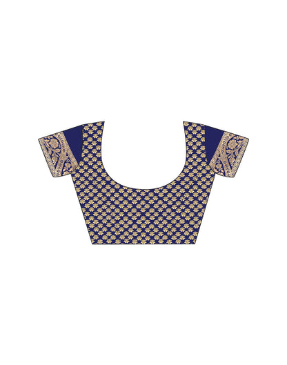 Navy Blue Silk Woven Saree