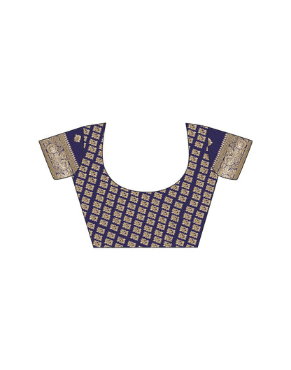 Navy Blue Silk Woven Saree