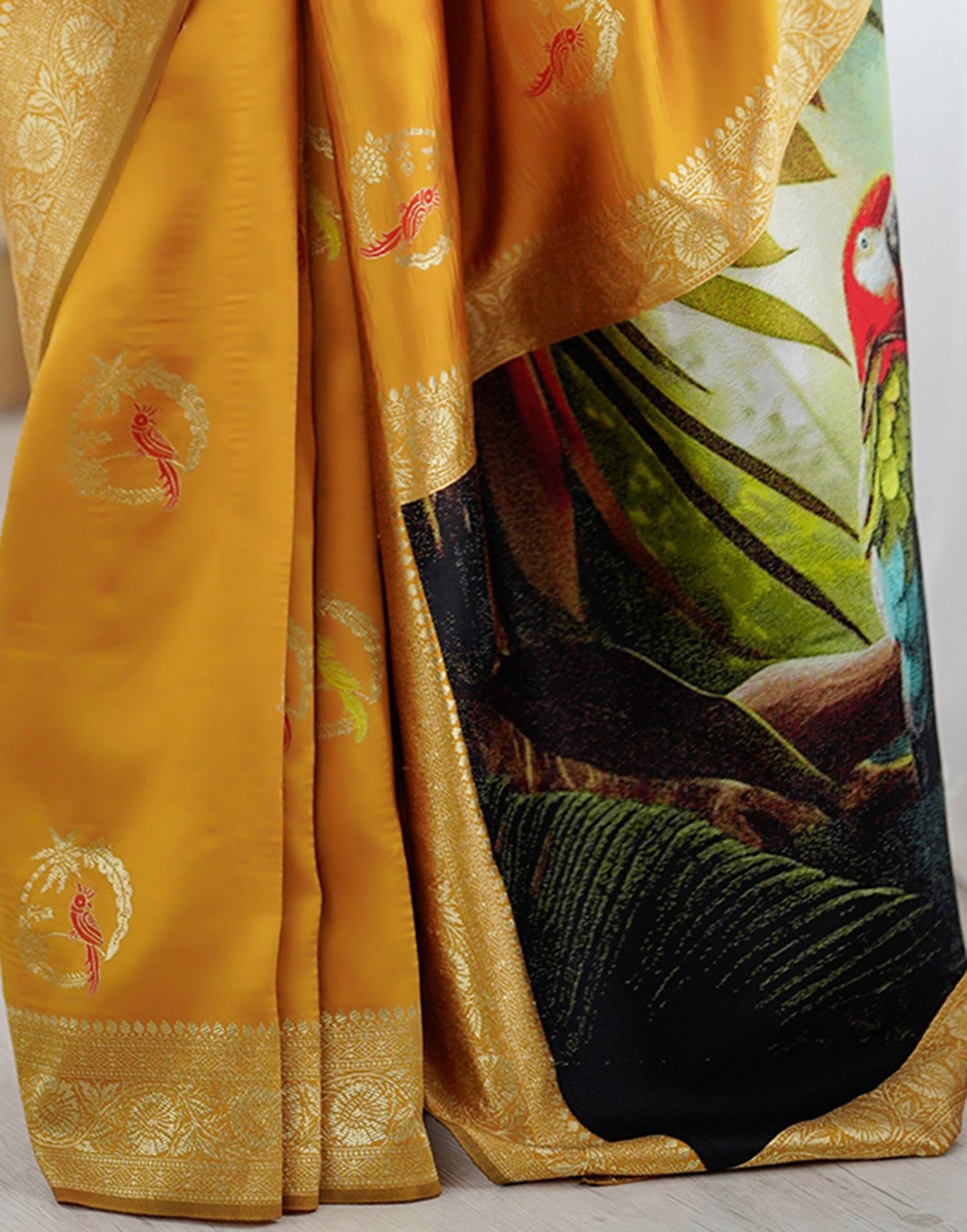 Yellow Silk Woven Saree