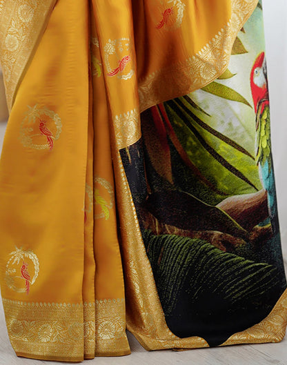 Yellow Silk Woven Saree