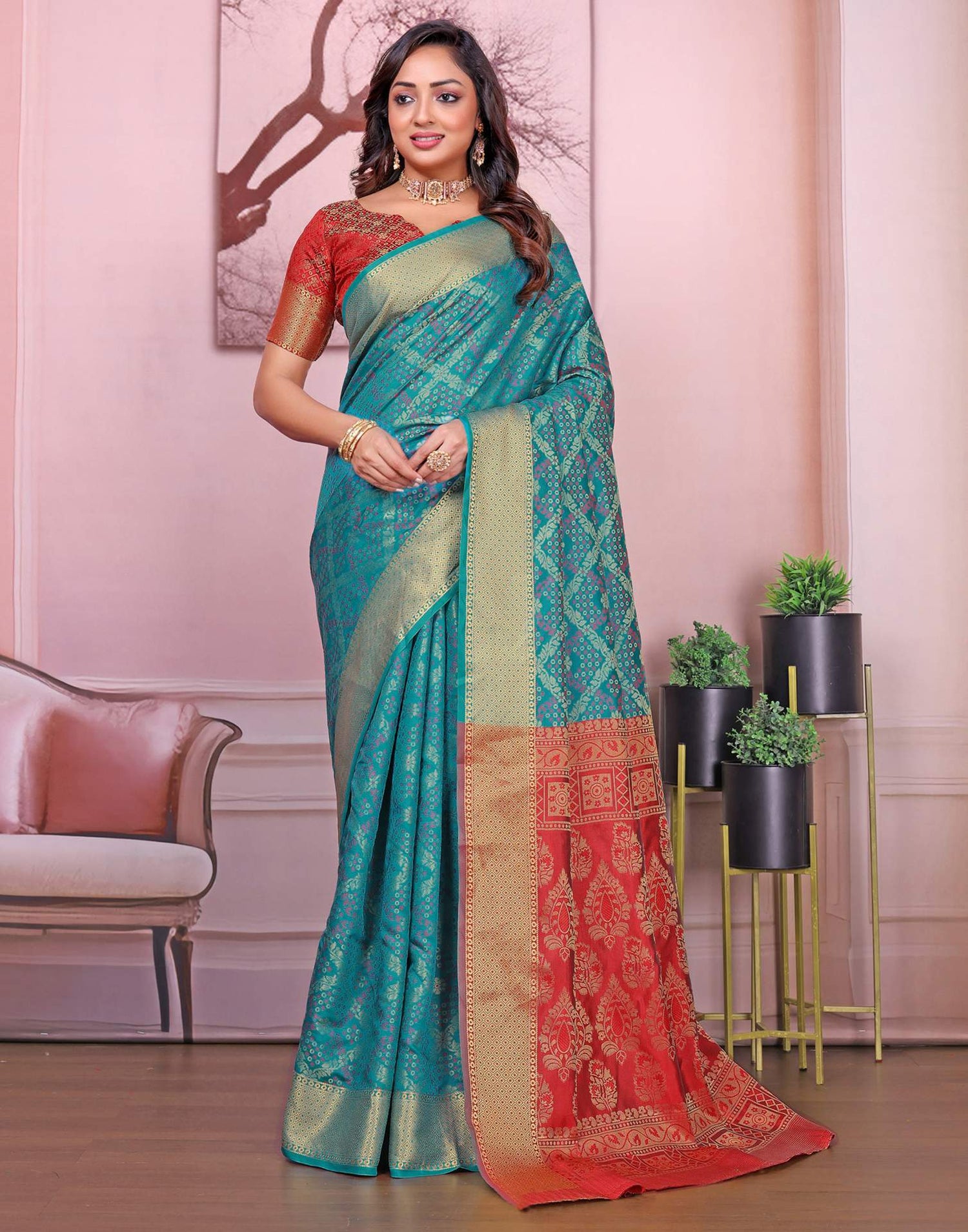 Teal Blue Silk Woven Patola Saree