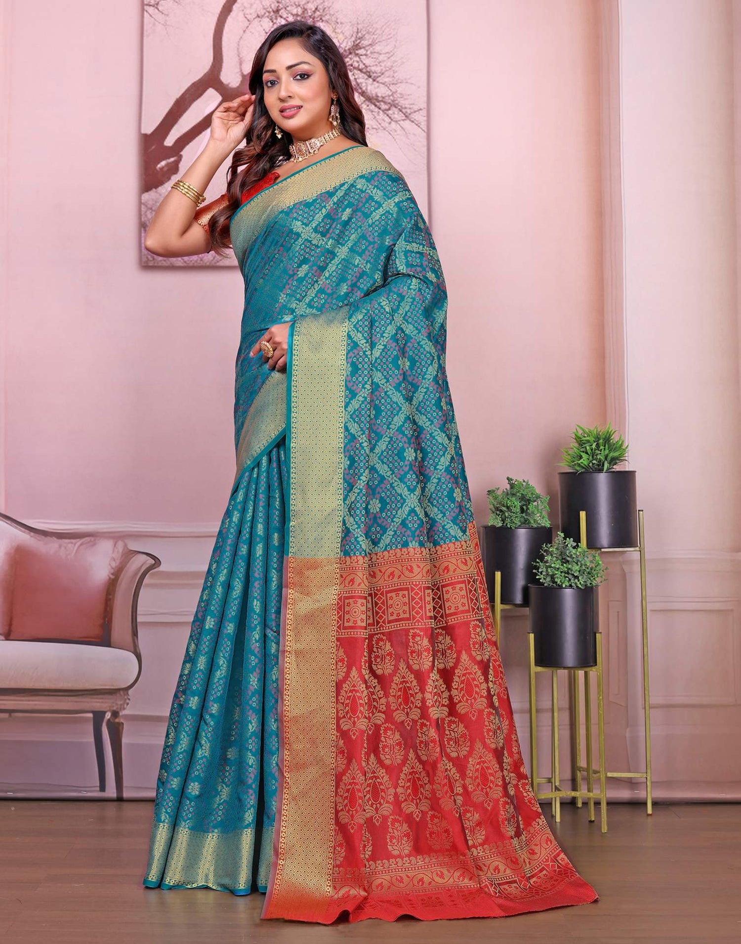 Teal Blue Silk Woven Patola Saree