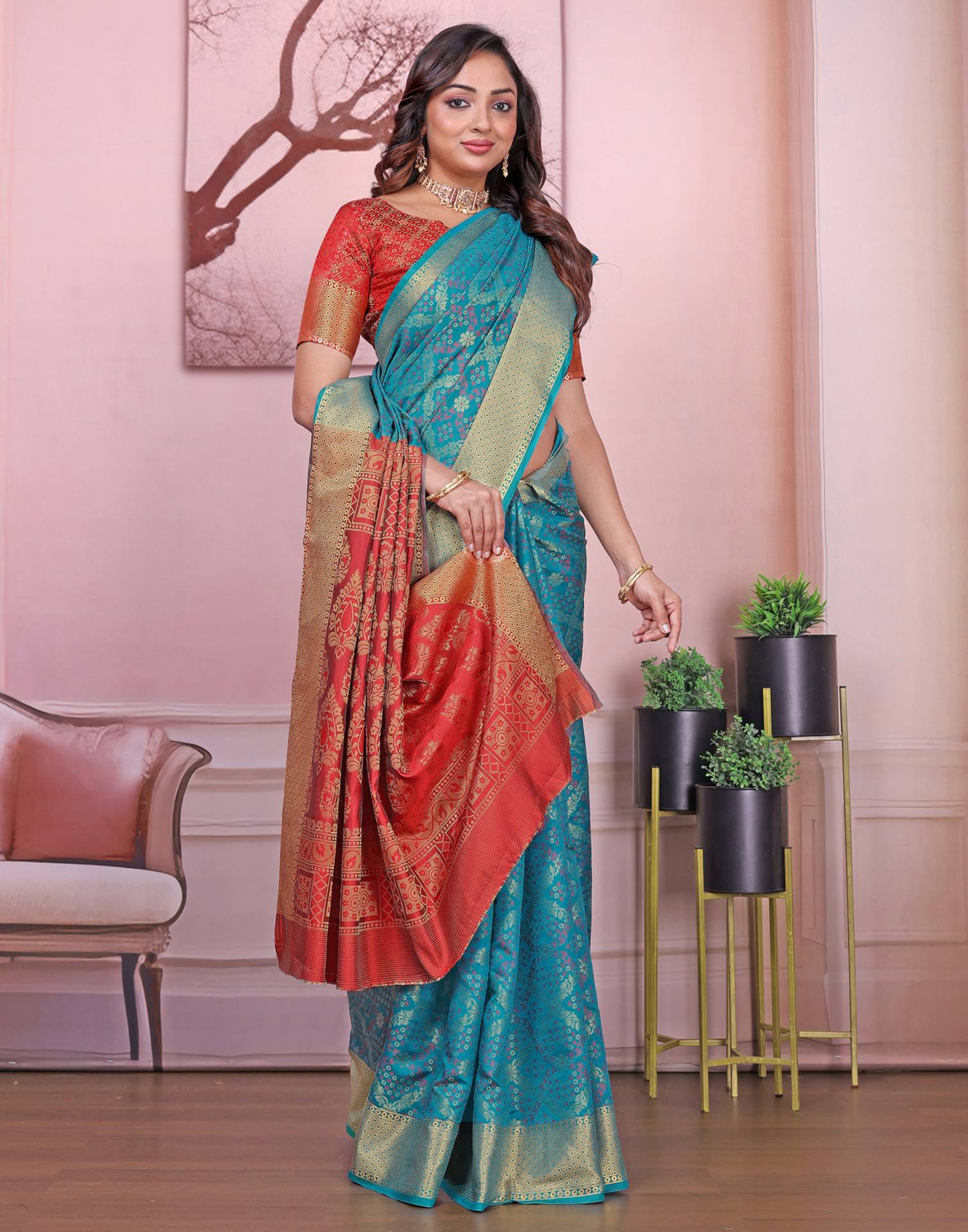Teal Blue Silk Woven Patola Saree