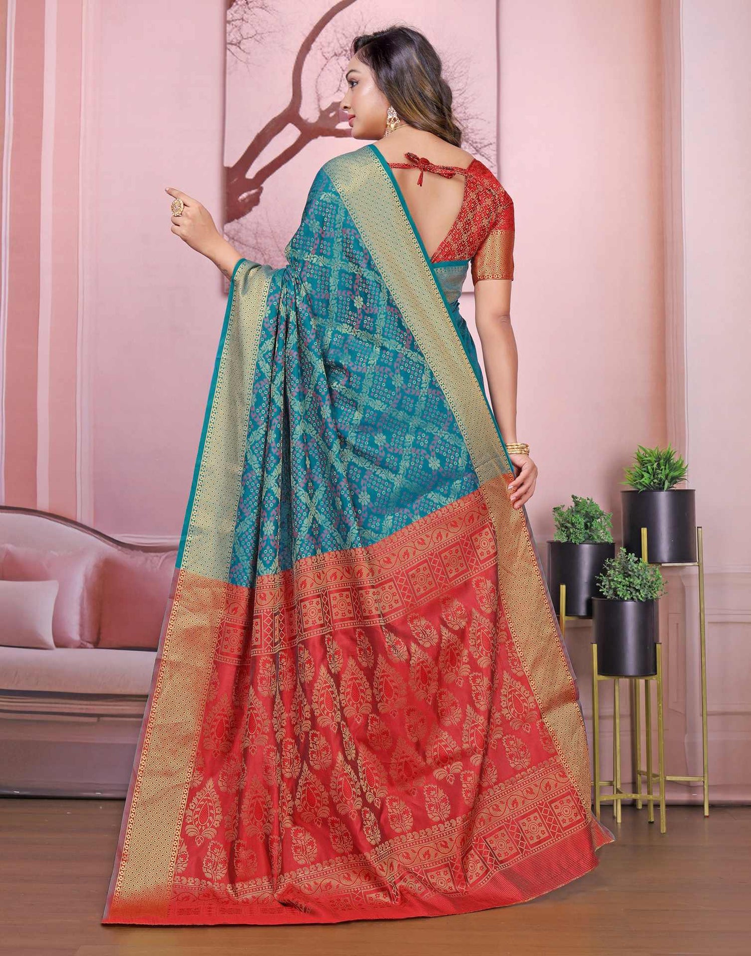 Teal Blue Silk Woven Patola Saree