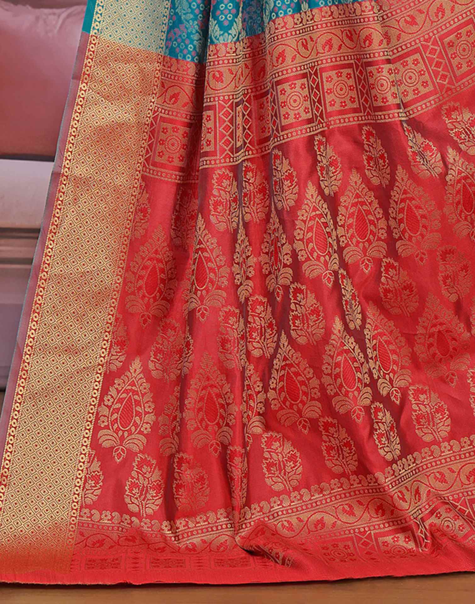 Teal Blue Silk Woven Patola Saree