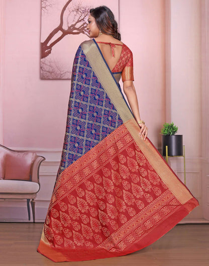 Navy Blue Silk Woven Patola Saree