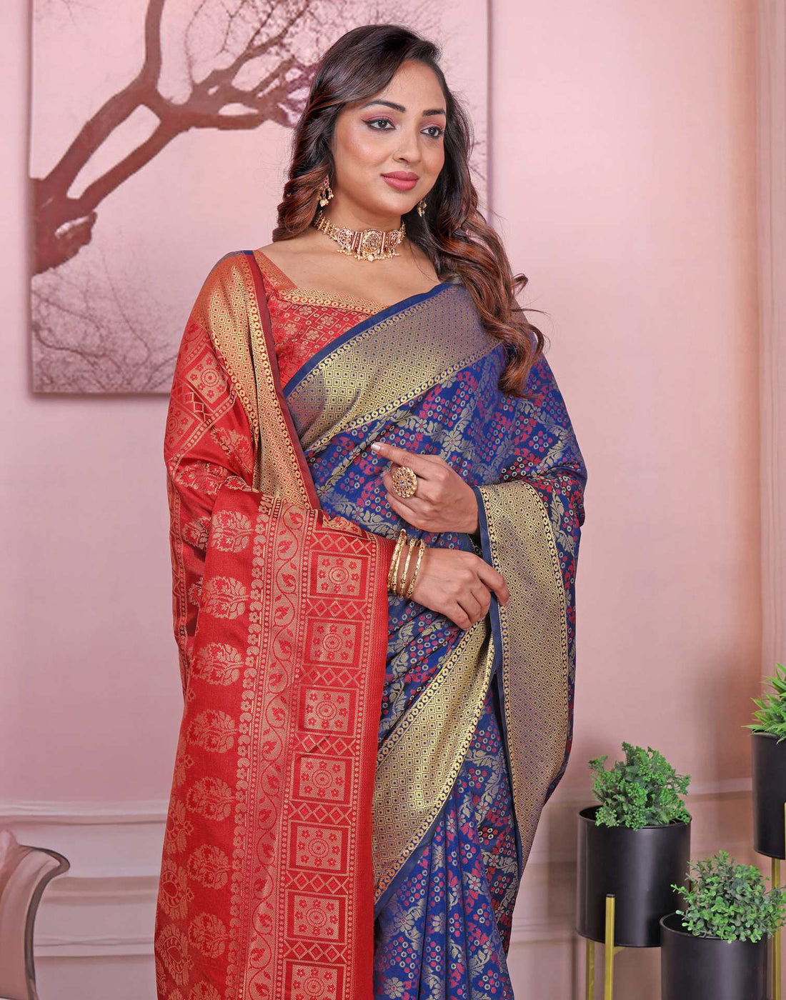 Navy Blue Silk Woven Patola Saree