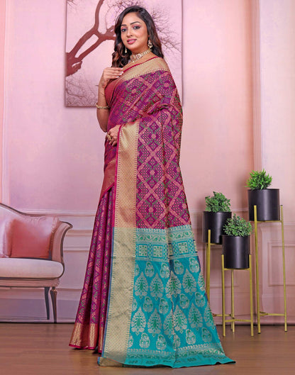 Dark Purple Silk Woven Patola Saree