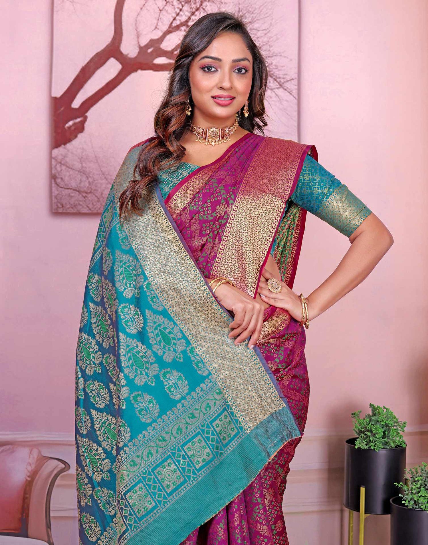 Dark Purple Silk Woven Patola Saree