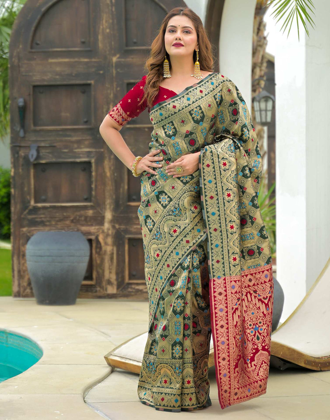 Green Silk Woven Banarasi Saree