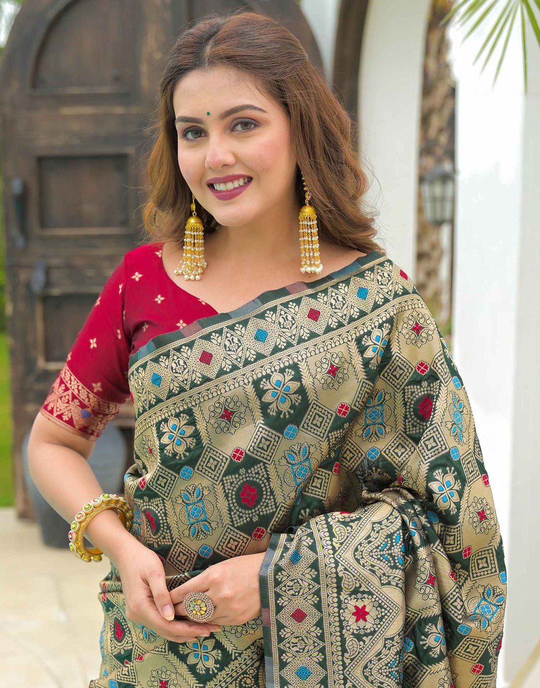 Green Silk Woven Banarasi Saree