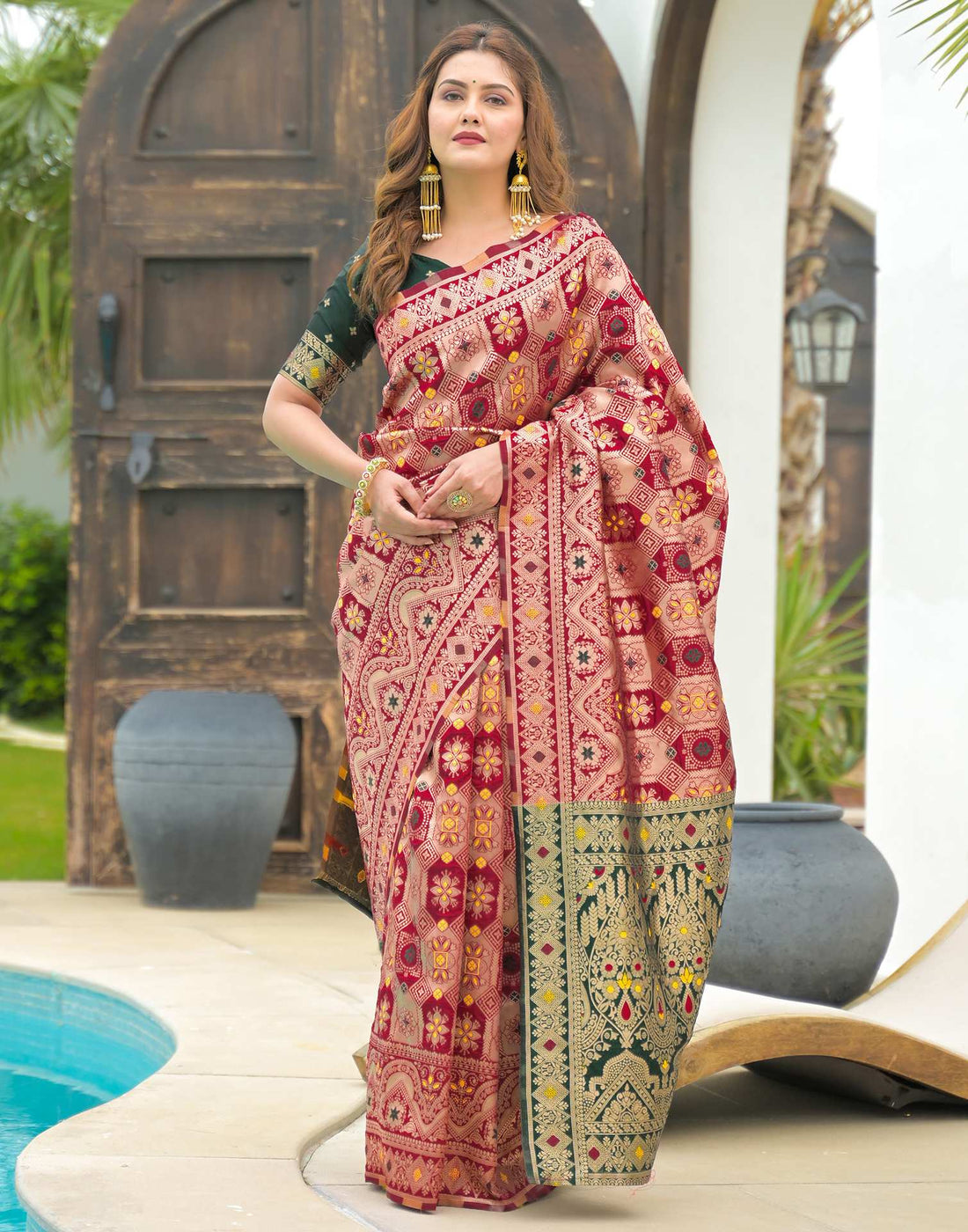 Red Silk Woven Banarasi Saree