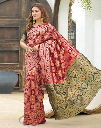 Red Silk Woven Banarasi Saree