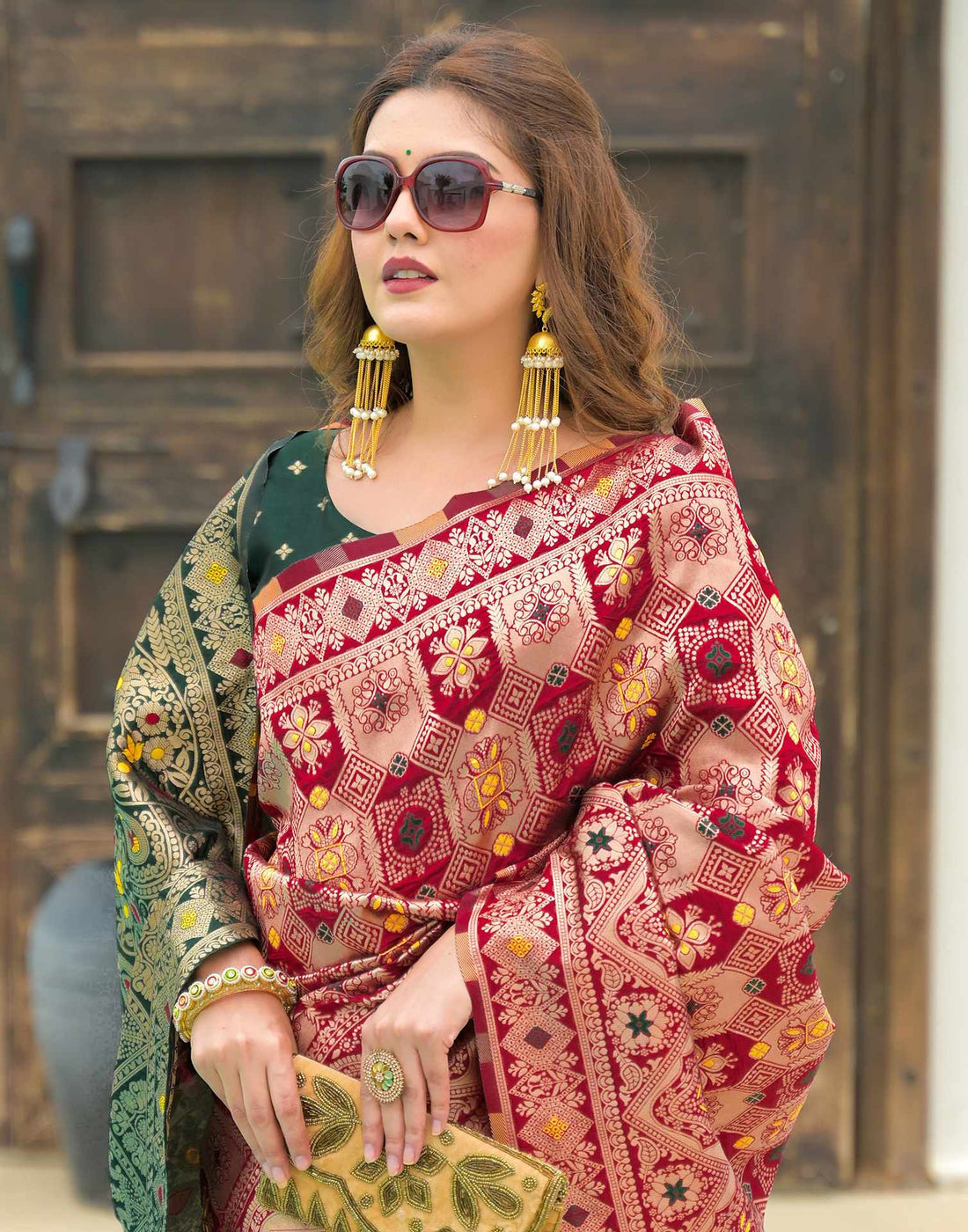 Red Silk Woven Banarasi Saree