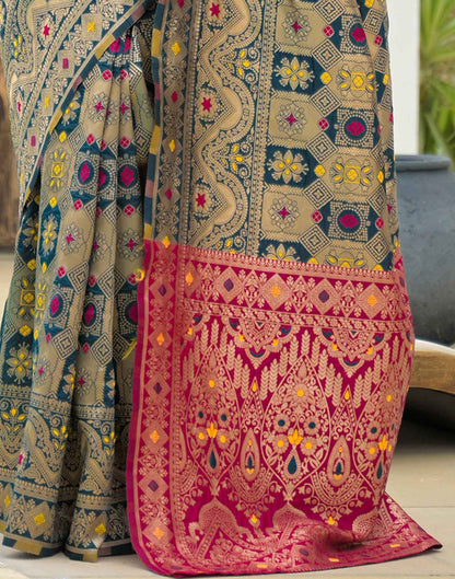 Rama Blue Silk Woven Banarasi Saree