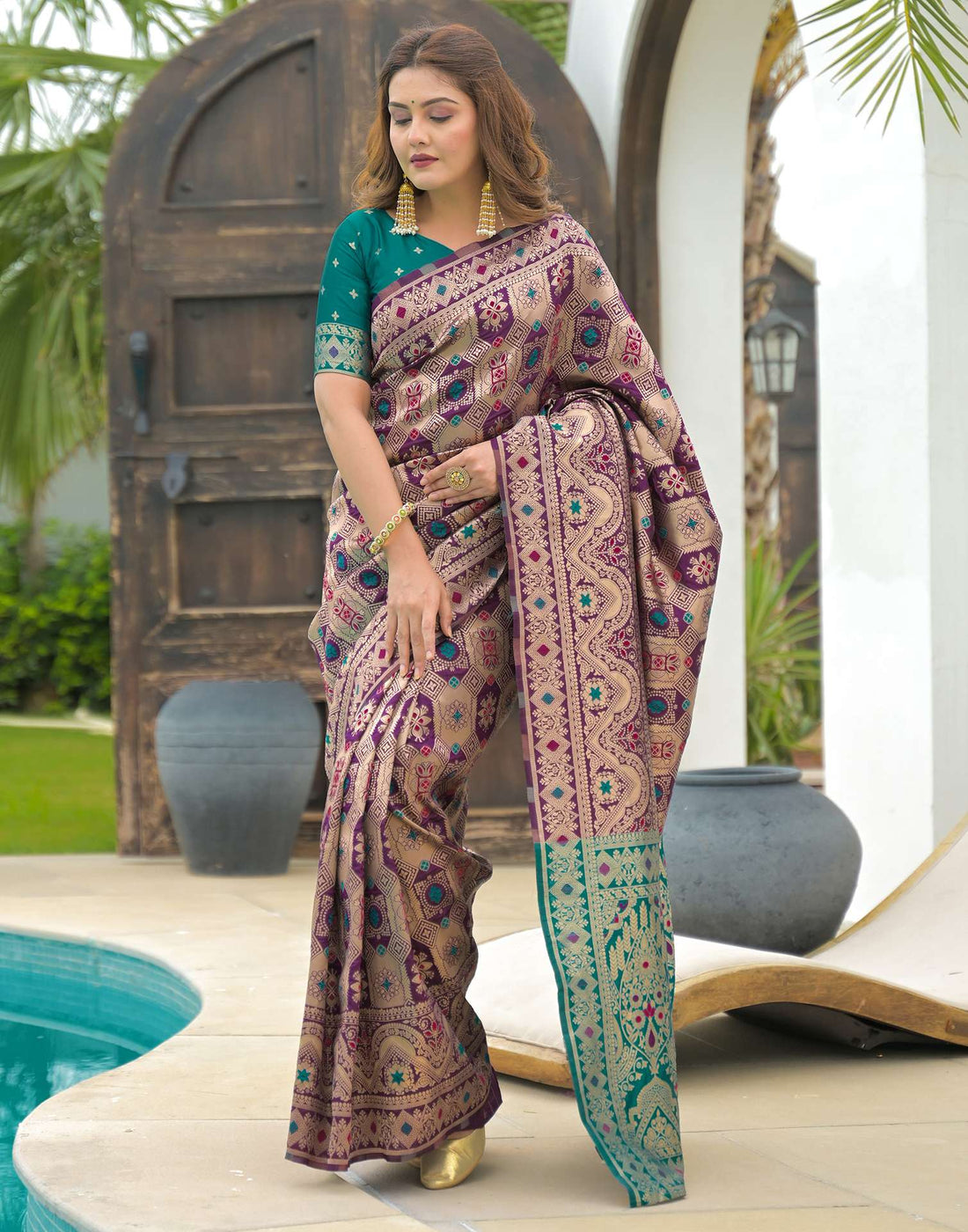 Purple Silk Woven Banarasi Saree