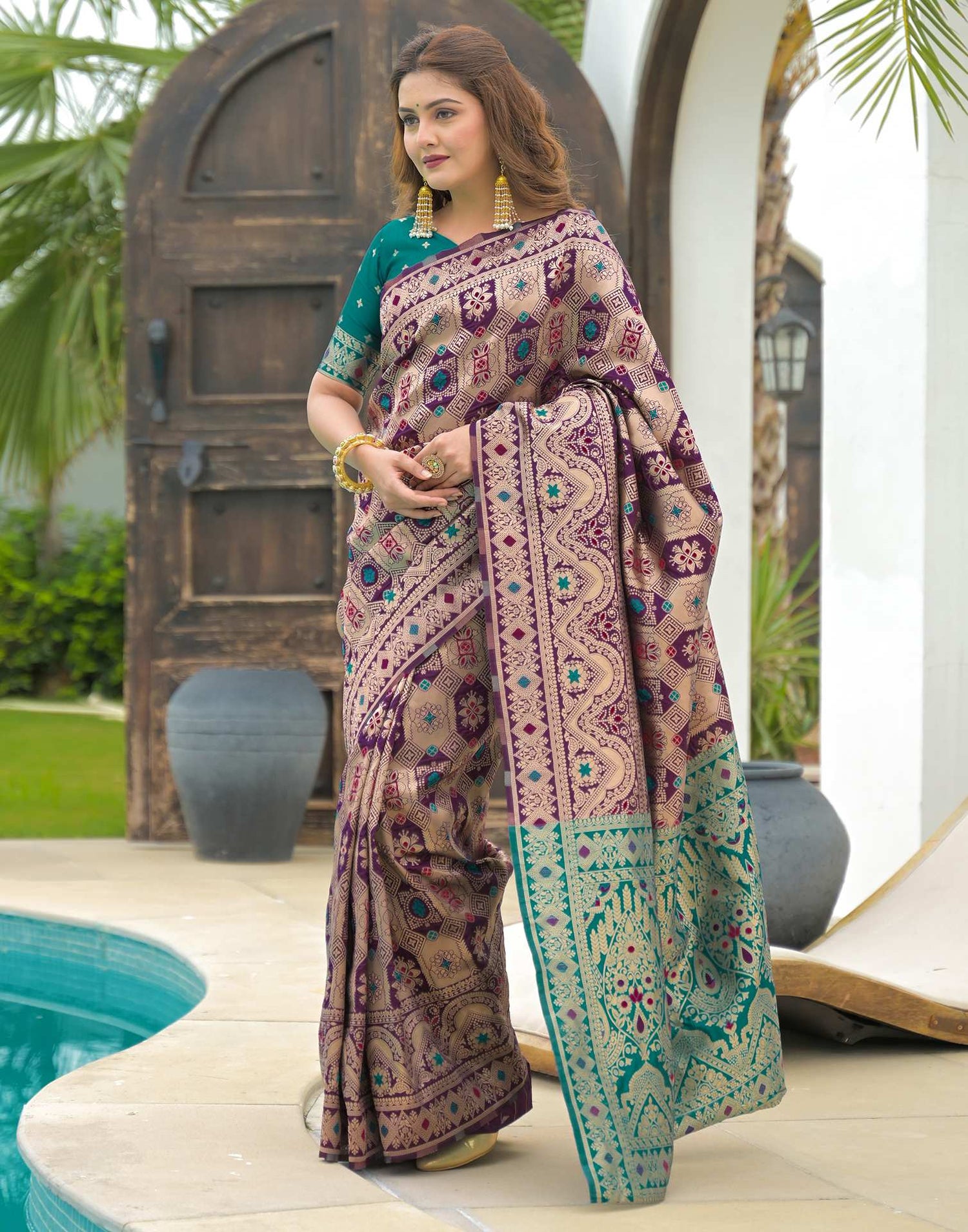 Purple Silk Woven Banarasi Saree