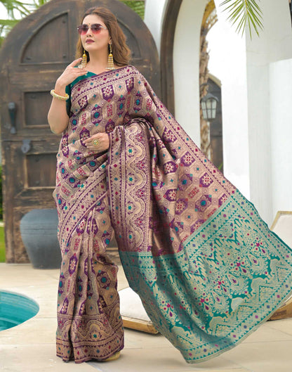 Purple Silk Woven Banarasi Saree