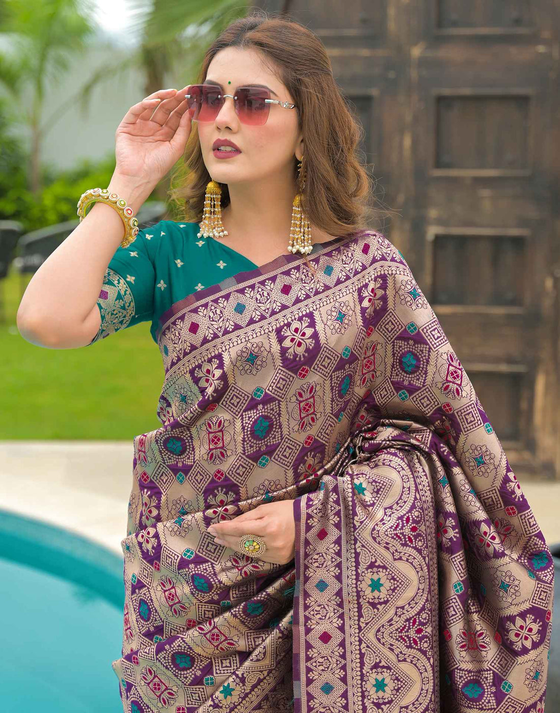 Purple Silk Woven Banarasi Saree